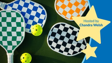 Dink for Dreams Pickleball rackets of many colors Hosted By Chandra Welsh