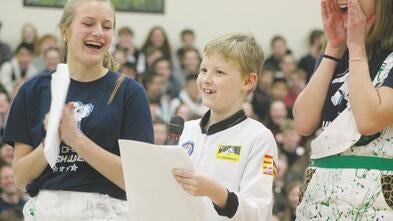 Jalen dressed as an astronaut at the pep rally