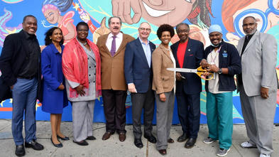 Make-A-Wish and Brookdale staff at community mural ribbon cutting