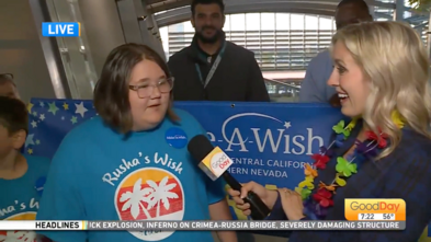 Good Day Sacramento reporter Molly speaks with Rusha at Sacramento International Airport
