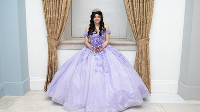 Mercy smiling at her quinceañera