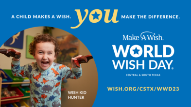A child makes a wish. You make the difference graphic including a QR code to donate to Make-A-Wish.