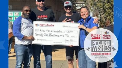 Pitchin' for Wishes check presentation to Make-A-Wish CWNV