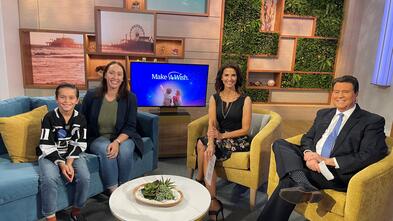 Jack and Katie Bruce sitting with KTLA Anchors Lu Parker and Glen Walker