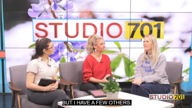 Amanda chatting with Studio 701 about Wishes in Flight.