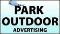 Park Outdoor Advertising logo black lettering on teal and white background with blue eagle