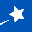 white shooting star on blue background