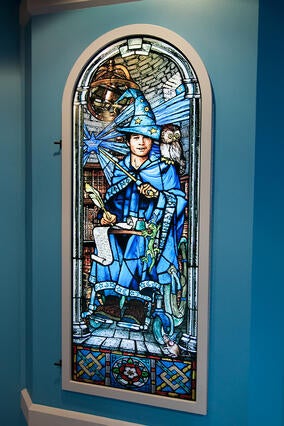 Stained glass inside the Wishing Place