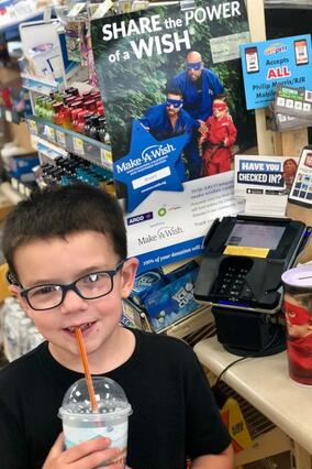 Wish Kid Bryant Visits a Gas Station selling Wish Stars
