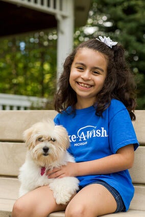 Wish kid Jade and her puppy