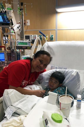 Willie in the hospital with one of his favorite nurses