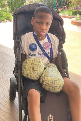 Wish kid Demetrics on his wish trip