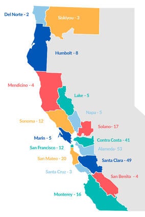 Wishes granted by county FY22