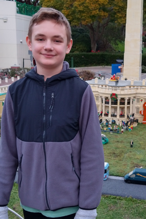 Pawel after placing his LEGO minifigure