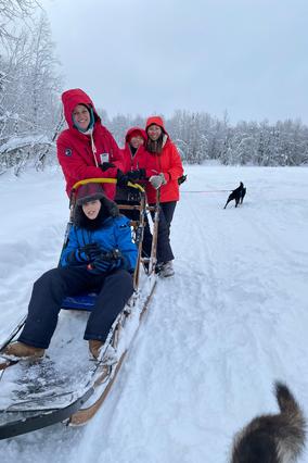Yuval and family dog sledding in Alaska