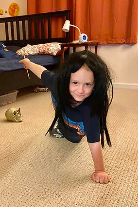 Nolan impersonating one of his favorite rock artists, Ozzy Osbourne.