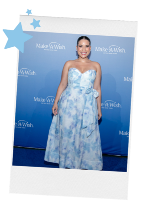 Wish Alum Gina Naomi Baez on Blue Carpet at Make-A-Wish Gala