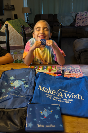 Valentina with Make-A-Wish Shirt before wish
