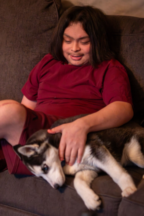 Brian and his husky puppy