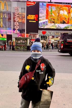 Caleb in Times Square