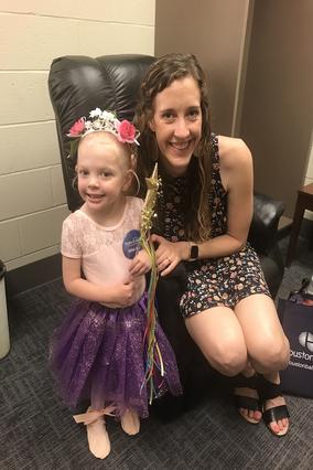 Ruby and mom backstage before the show