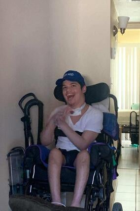 Johan wished to have an adaptive bike. Look how happy he is!