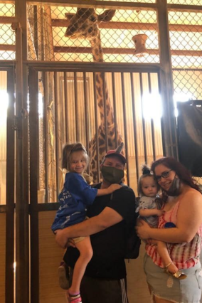 Rhea and family - giraffe