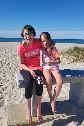 Wish Kid Skyla With Sister on Beach