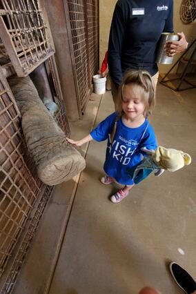 Rhea loved being up-close and touching the different animals.