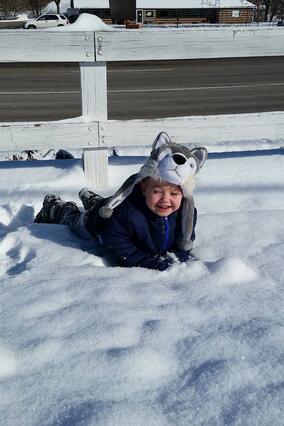 Zac playing in the snow