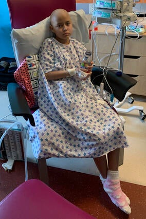 Azul at the hospital during one of her leukemia treatments.