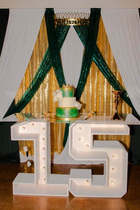 Decorations showing the number 15