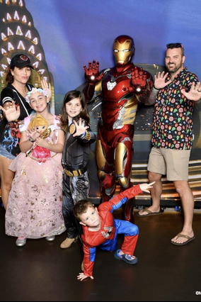 Khloe and her whole family with Marvel characters