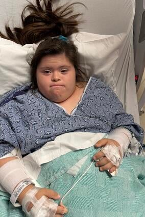 Byanca in the hospital during treatment