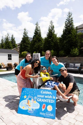 Caiden Pool Chair Lift Wish with MAWSC volunteers