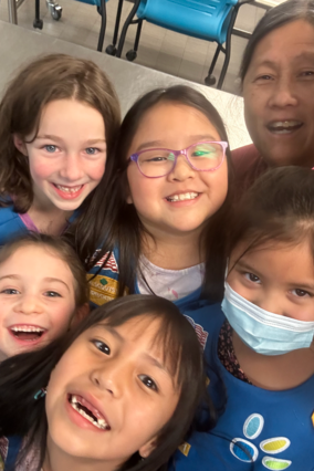 Dr. Diana Hu with girl scouts