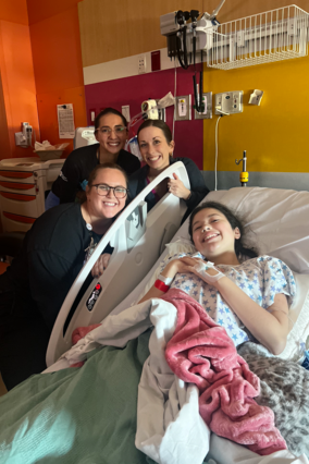 Samantha and her medical team at the hospital.