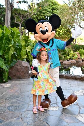 Wish kid Elena with Mickey during wish