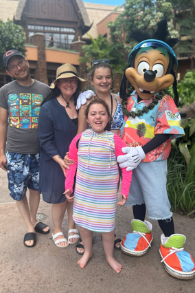 Darcie and family meet characters at Aulani
