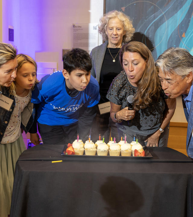Blowing out candles at the Wish Insiders Summiy