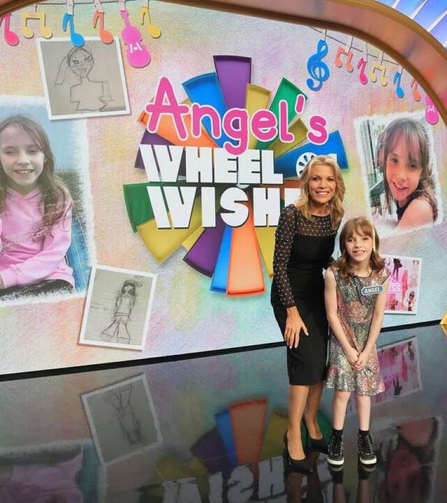 Wish kid Angel with Vanna White on the set of Wheel of Fortune
