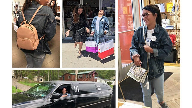 lexis arrives to all the stores in a limo, shows off her brand new designer bags and enjoys her fashion finds.