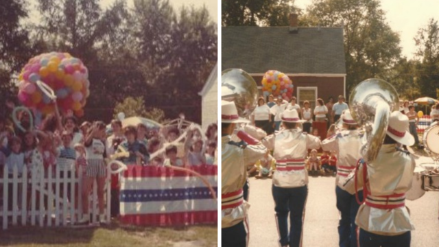 Andre's party guests and marching band