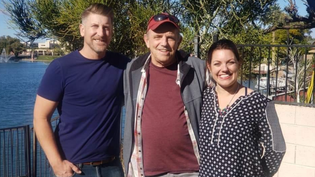 Steve today with his daughter, Megan, and her fiance, Jesse.