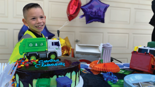 Carter and his garbage truck themed celebratory cake
