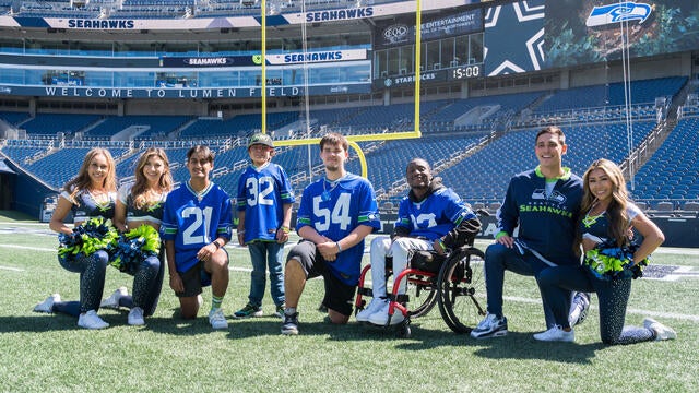 seahawks wish kids on field