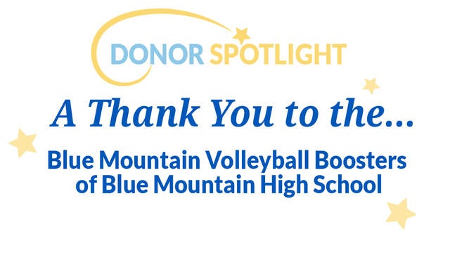 A Thank you to the Blue Mountain Volleyball Boosters of Blue Mountain High School