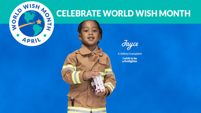 Celebrate World Wish Month--Jayce, 4, kidney transplant, I wish to be a firefighter