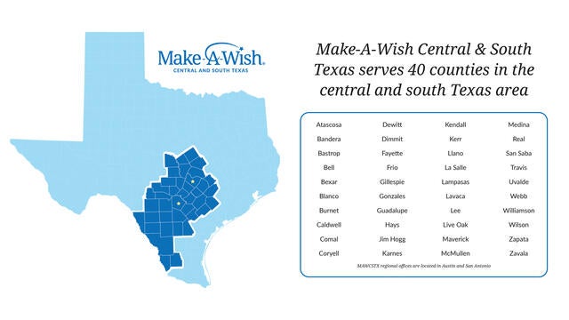 Map illustrating MAWCSTX counties
