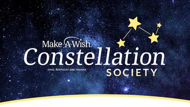 The Constellation Society logo over a background of a starry night sky.